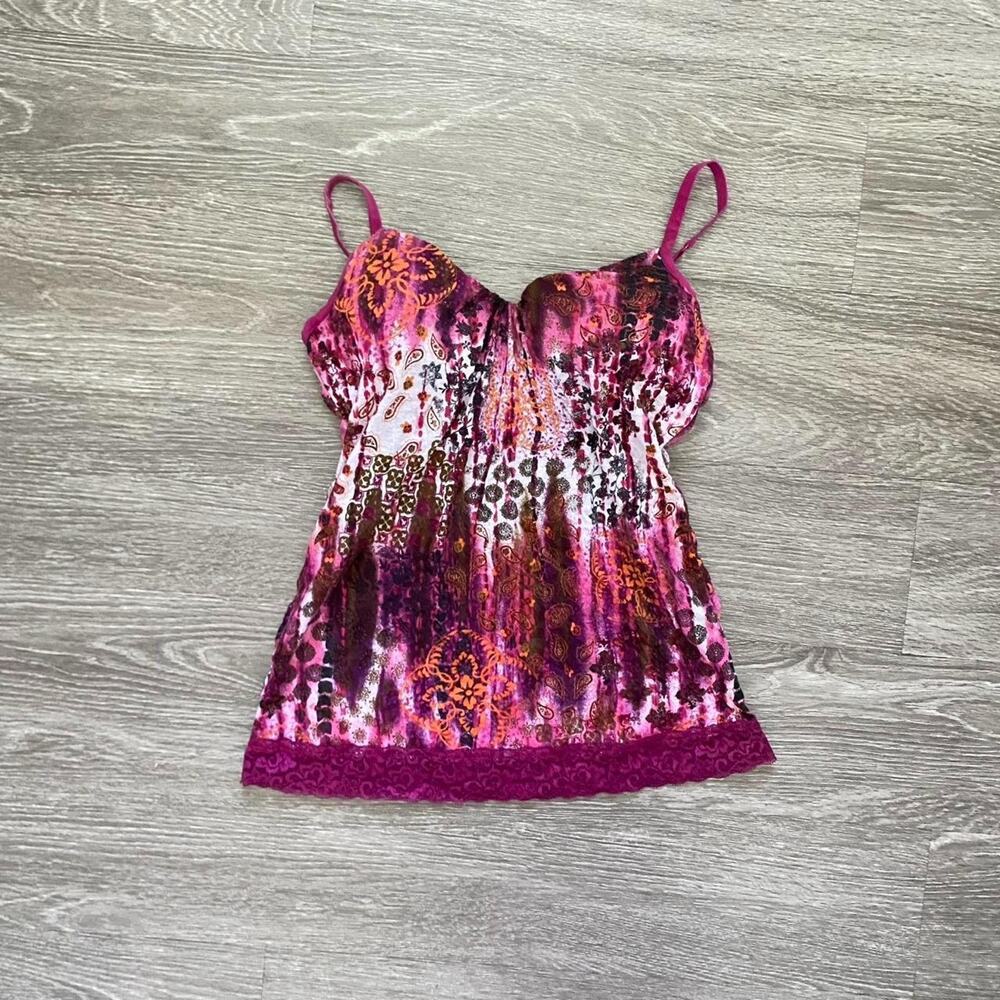 Early 2000s fairycore pink paisley print tank